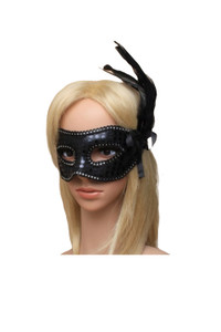 Black Sequin and Feather Mask
