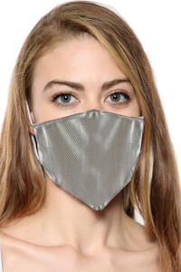Silver Rexene Print Face Covering With Filter Pocket