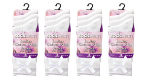 Ankle Cotton Rich White Socks With Bow (Dozen)
