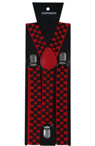 Black/Red Checkered Printed Braces (2.5 cm)