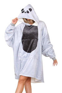 Adult Animal Panda Face Grey Hoodie Blanket Adult Animal Panda Face Grey Hoodie Blanket