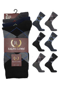 Men's 12 Pairs Cotton Mix Argyle Design Pattern Socks