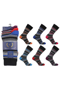 Men's 12 Pairs Cotton Mix Assorted Stripe Pattern Socks