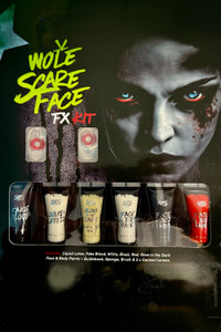 Scare Face Makeup Kit With Red Devil Daily Contact Lense
