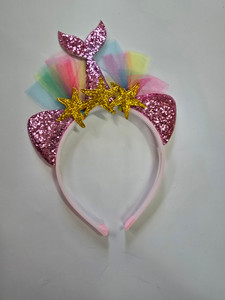 Glitter Pink Mermaid Cat Headband