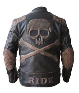 Men's Skull Embossed Genuine Leather Jacket Vintage Distressed Brown Men's Skull Embossed Genuine Leather Jacket Vintage Distressed Brown