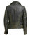 Women's Distressed sheepskin Biker leather jacket front and back laced back