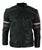 CLEARANCE: Cafe Racer Black Leather Jacket with Red and White Stripes front