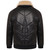 Black Quilted leather Bomber Jacket with Fur Collar back