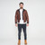 Wing Hooded brown Leather Jacket Model 2
