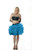 Women's  5 Layers Turquoise Tutu Skirt with Ribbon (Approximately 18 Inches Long)