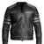 Biker Vintage Distressed Genuine Leather Jacket Skull Embossed Logo at back