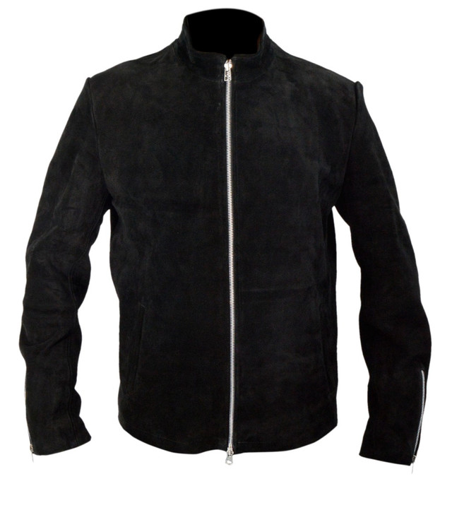 Men's Black Suede Leather Jacket | Feather Skin