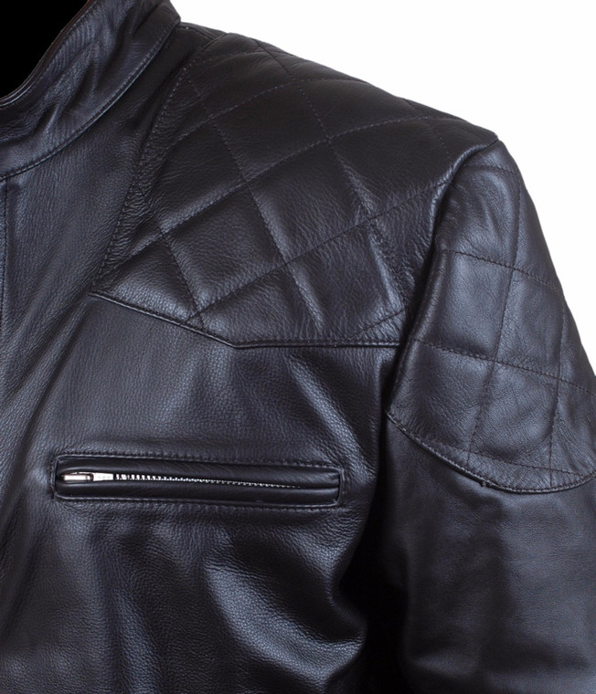 David Beckham Real Leather Black Jacket | Feather Skin