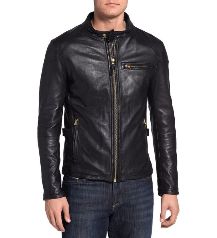 CLEARANCE: Men's Biker Style Motorbike Genuine Leather Jacket BK009