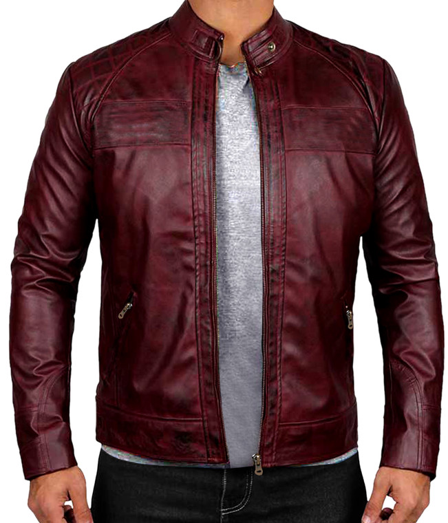 CLEARANCE: Men's Fashion Genuine Leather Jacket FS84 Front