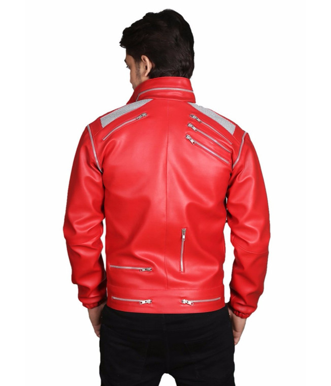 Michael Jackson Beat It Leather Jacket Red | Feather Skin