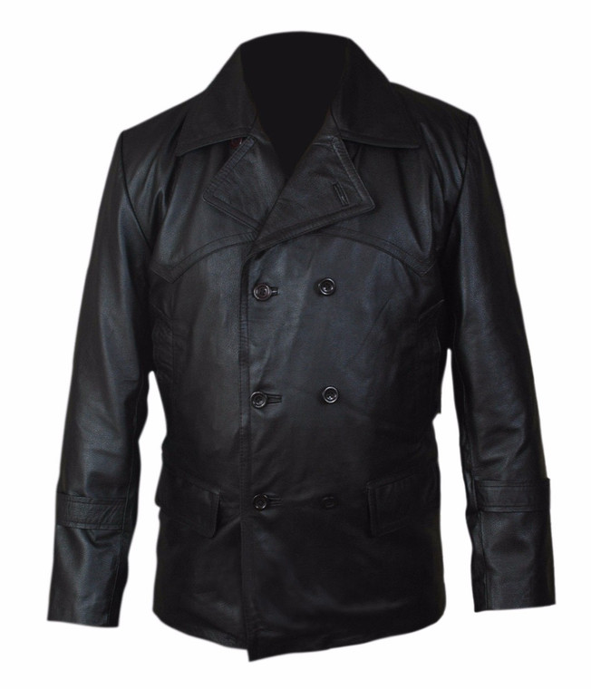 Dr. Who Black Leather Coat U Boat Inspired by Christopher Eccleston 1