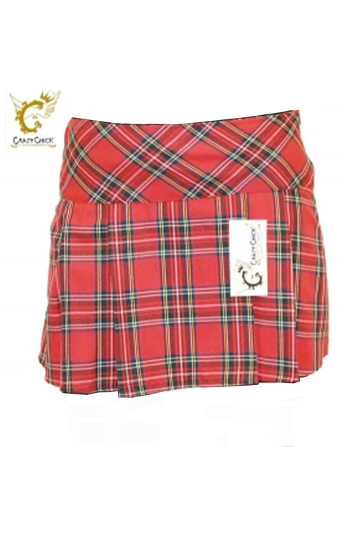 Women's  Box Pleated Red Tartan Skirt (14 Inches)
