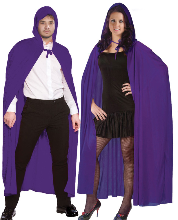 Unisex Purple Satin Hooded Cape
