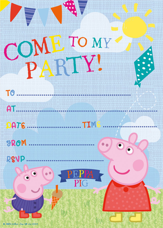 Peppa Pig Invites with Envelopes