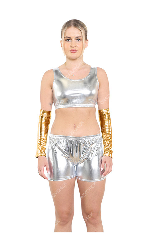 Women's  Shiny Metallic Gold Arm Warmer