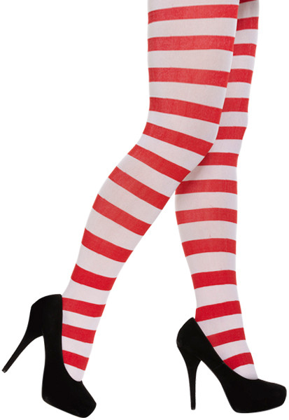 Women's Red and White Stripe Tights