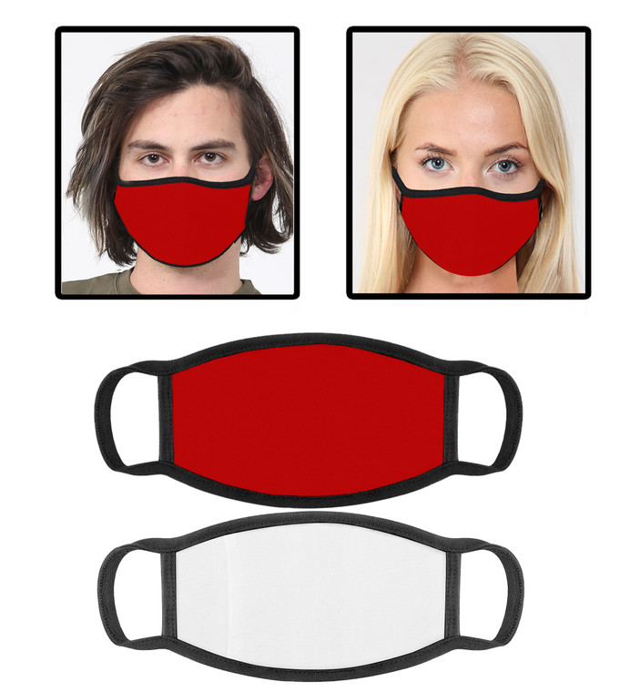 Red Cotton Face Covering With Filter Pocket