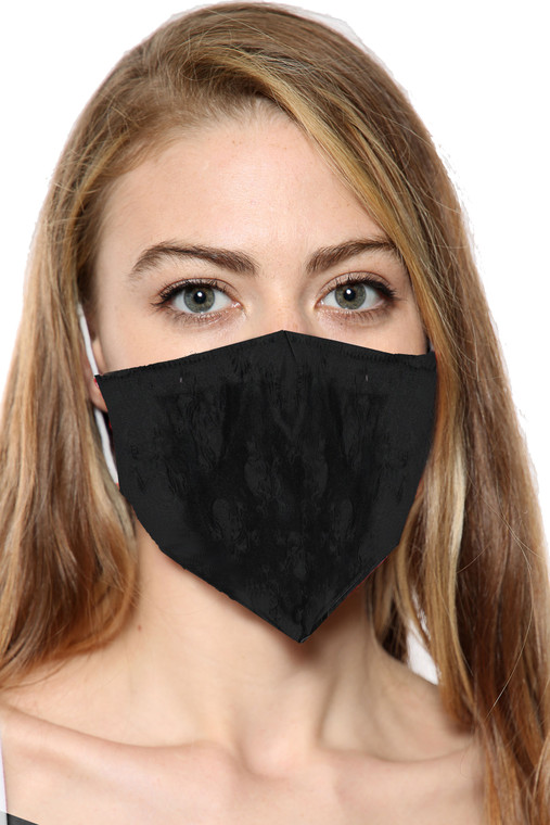 Black Skeleton Print Face Covering With Filter Pocket