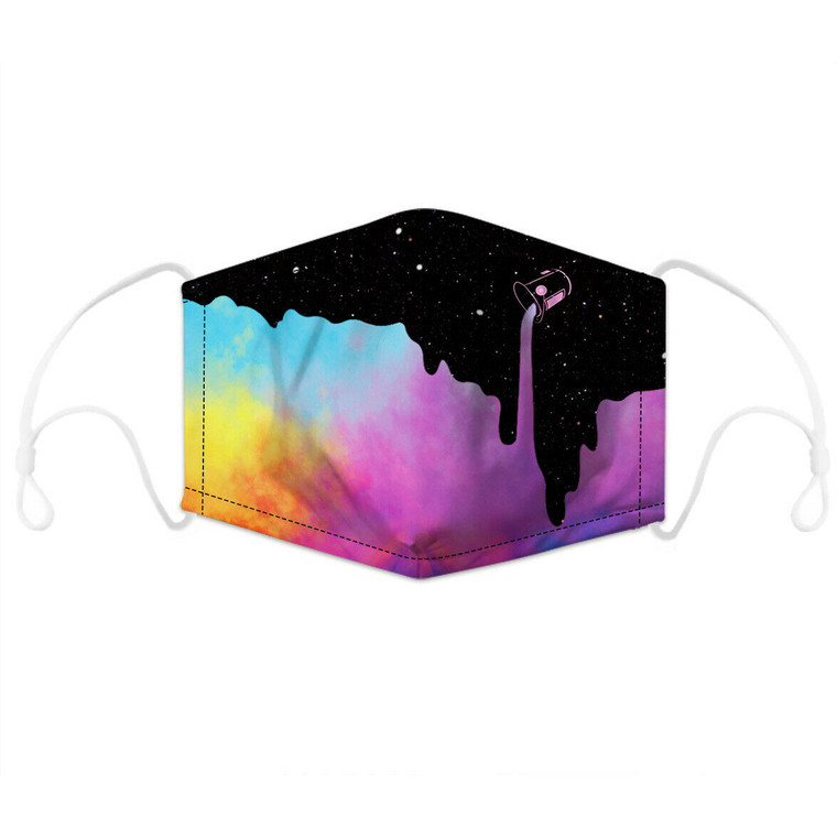 Black Paint Print Face Covering With Filter Pocket