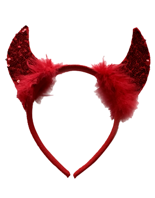 Red Sequin Devil Horns With Headband