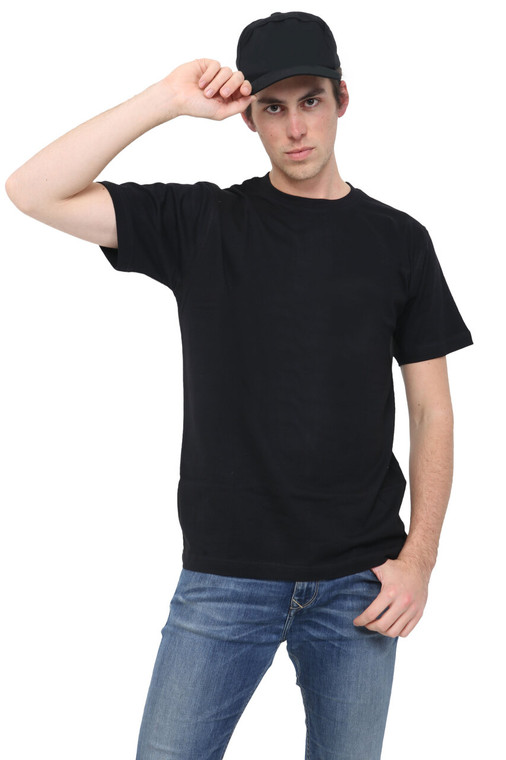 Men Black Crew Neck TShirt