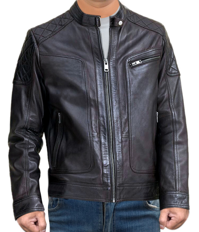 Biker Style Motorbike Genuine Leather Jacket Black