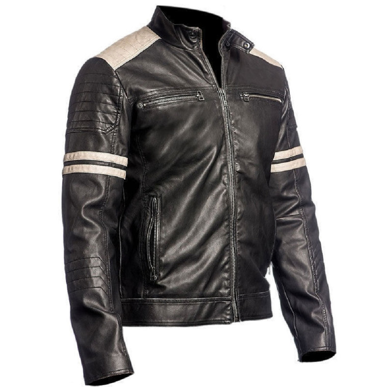 Cafe Racer Vintage Retro Motorbike Leather Jacket | Feather Skin