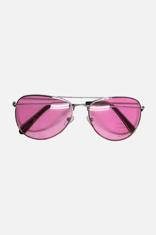 Aviator Pink Glasses with Silver Frame