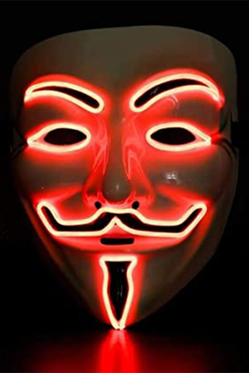 Light Up White Vendetta Mask With Orange Colour Light