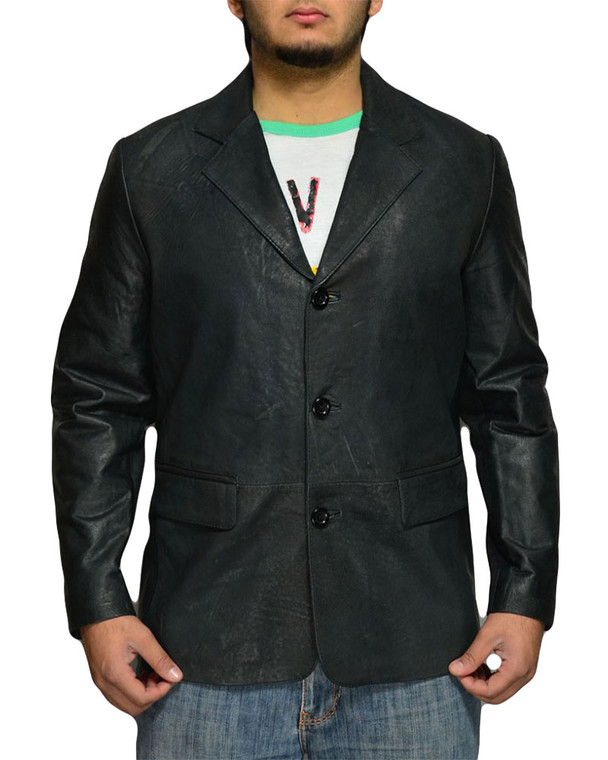 Matt Finish Blazer Genuine Leather Jacket
