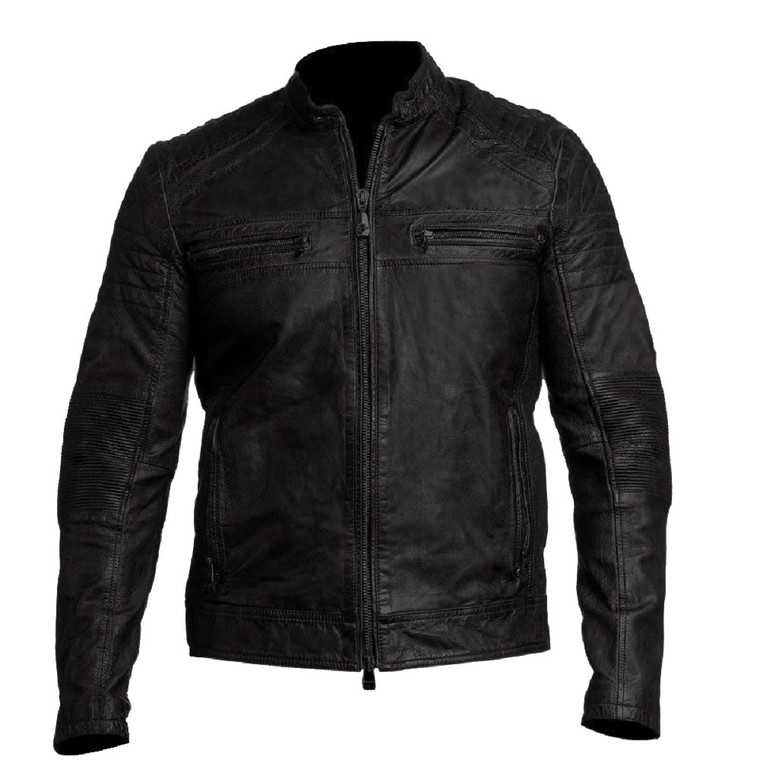 Cafe Racer Vintage Genuine Leather Biker Jacket Black