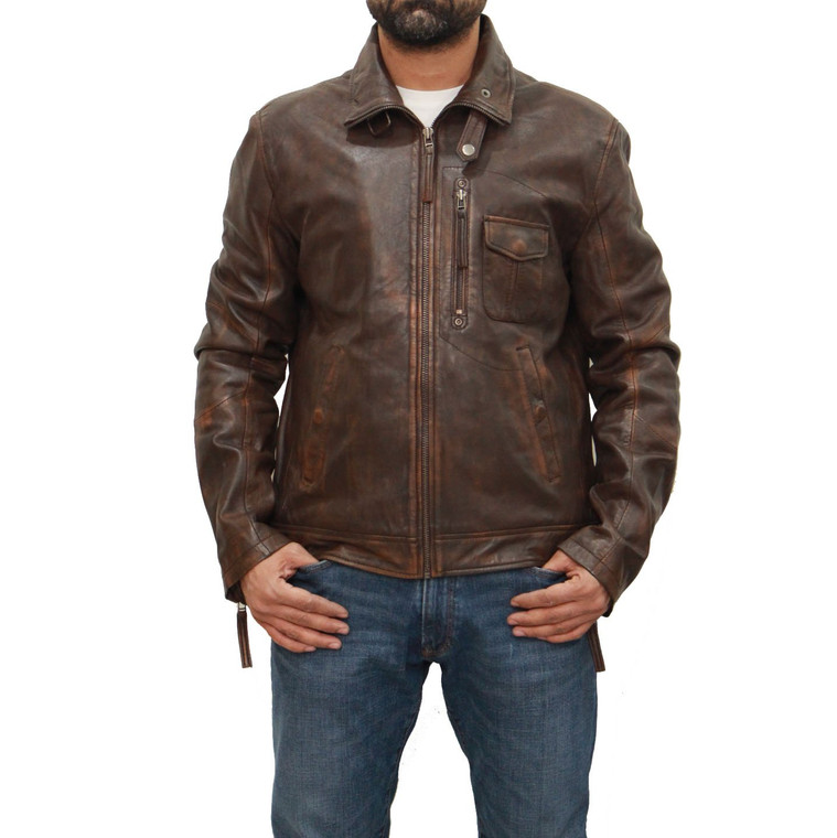 Men's Fashion Genuine Leather Jacket FS40