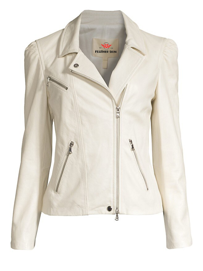 Skinoutfit Women Biker Leather Jacket White XXX-Large