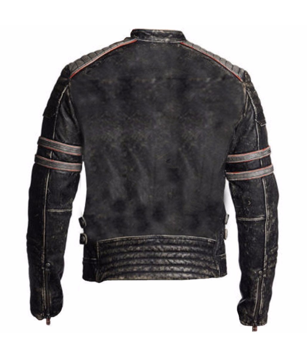 Men's Biker Vintage Motorcycle Distressed Black Retro Leather