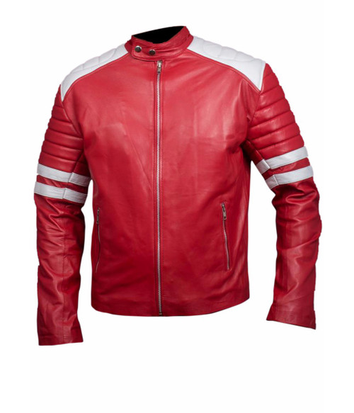 【レザー】ファイト・クラブ メイヘム【ジャケット】 Fight Club Mayhem Leather Jacket Red & White | Feather Skin