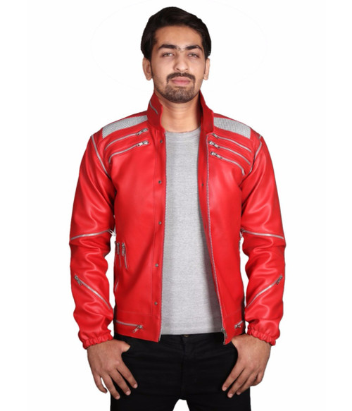 Michael Jackson Beat It Leather Jacket Red from Feather Skin