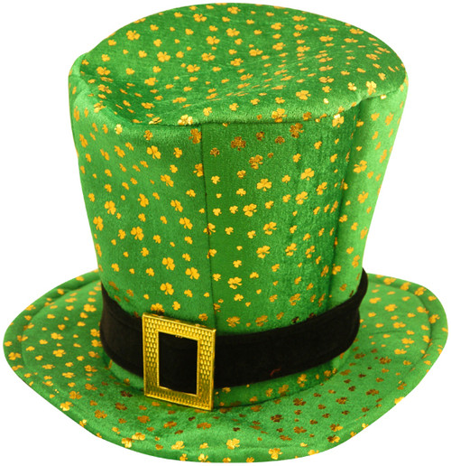 Irish Window Topper St Patrick's Adult Shamrock Irish Hat Topper With Buckle | Feather Skin