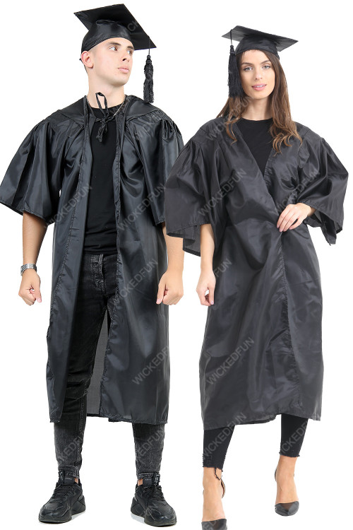 Blue Bachelor Graduaton Gown Wth Mortarboard Cap Hat Unversty Robe - View #3