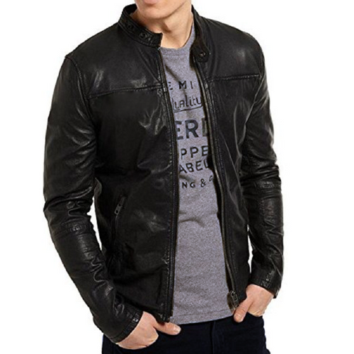 Men's Fashion Genuine Leather Jacket FSH046 from Feather Skin