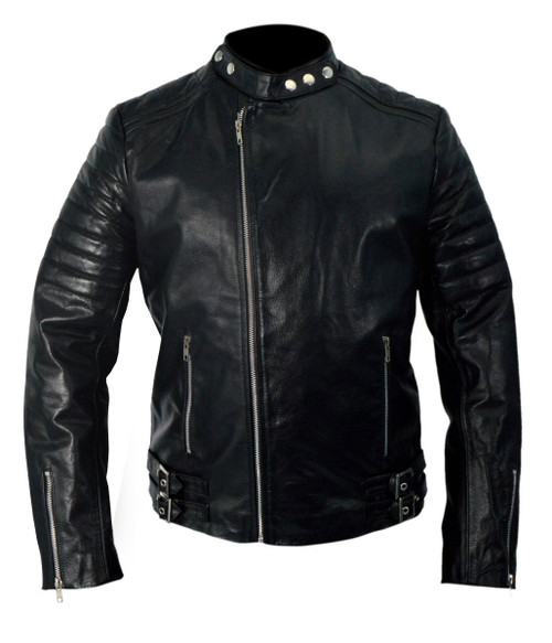 Ajax Deadpool Ed Skrein Genuine Black Leather Jacket | Feather Skin