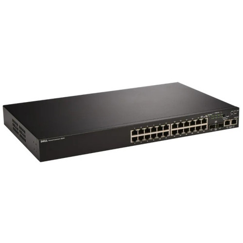 PCT3524 - Dell 24-Port PoE 10/100Base-T Managed Stackable Fast Ethernet Switch 2x Shared SFP Ports Rack-Mountable Network