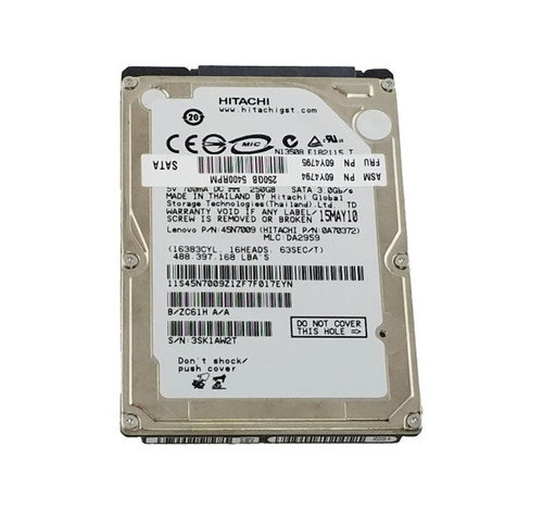 45N7009 - Lenovo 250GB SATA 3Gb/s Hard Drive 5400RPM 8MB Cache 2.5-Inch HDD for ThinkPad