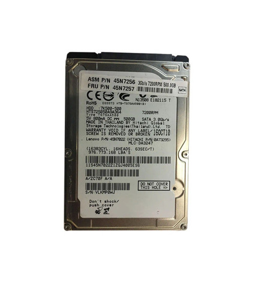 45N7256 - Lenovo 500GB 7200RPM SATA 3Gb/s 2.5-Inch Hard Drive for ThinkPad
